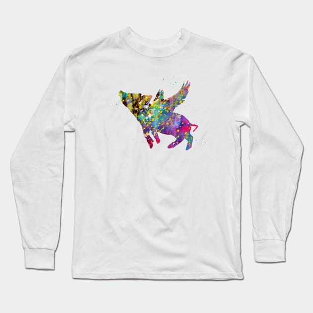 Flying Pig Long Sleeve T-Shirt by erzebeth